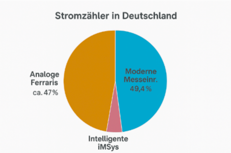 Graphik über die Anteile von iMSys und modernen Strommessstellen in Deutschland